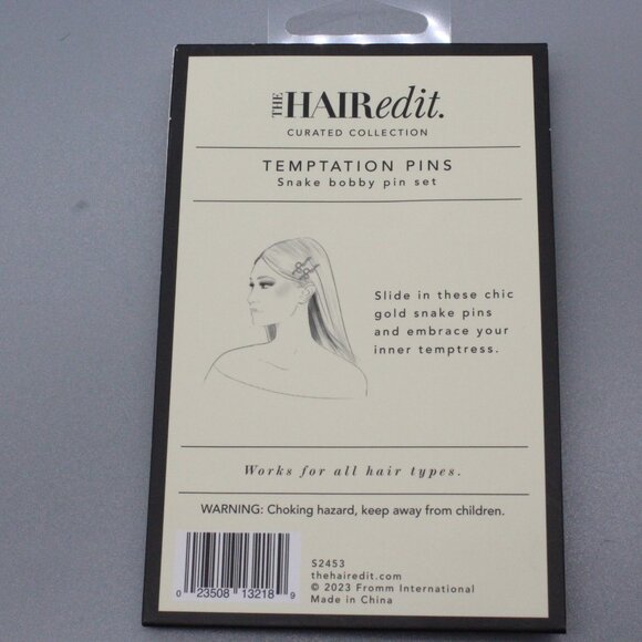 The Hair Edit Temptation Snake Bobby Pin Set Soft Gold NEW - Picture 2 of 2